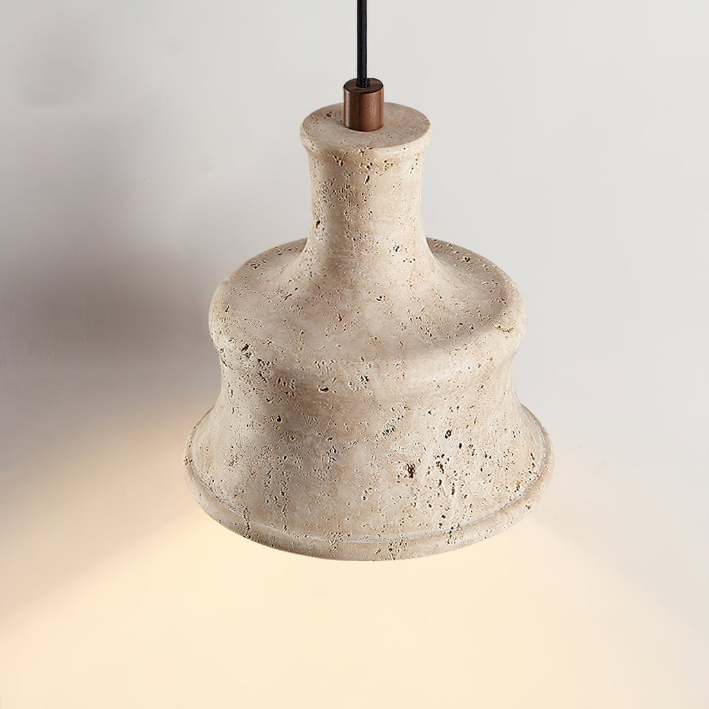 Loxis kunstnerisk pendellampe i travertin — fast tilslutning, E26-fatning, 59 tommer ledning