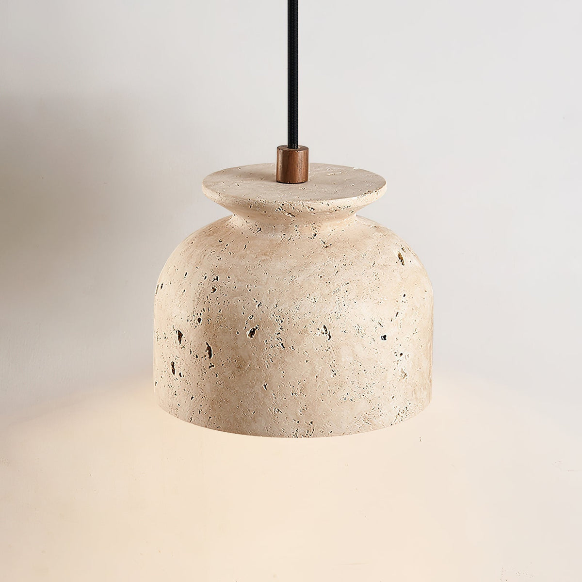 Loxis kunstnerisk pendellampe i travertin — fast tilslutning, E26-fatning, 59 tommer ledning