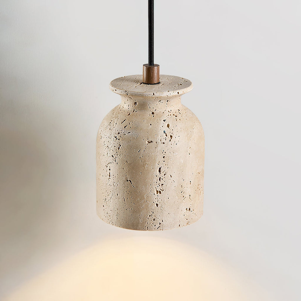 Loxis kunstnerisk pendellampe i travertin — fast tilslutning, E26-fatning, 59 tommer ledning