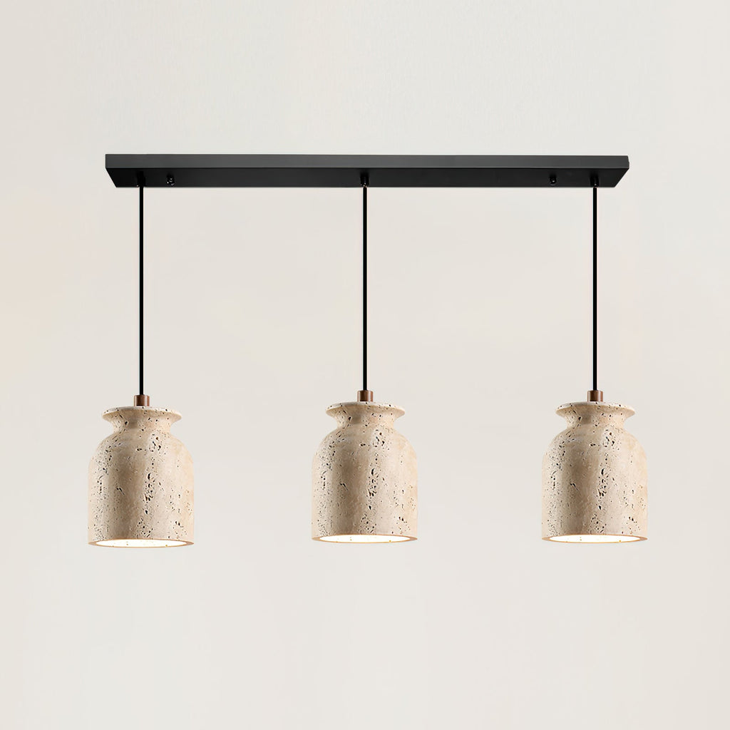 Loxis kunstnerisk pendellampe i travertin — fast tilslutning, E26-fatning, 59 tommer ledning