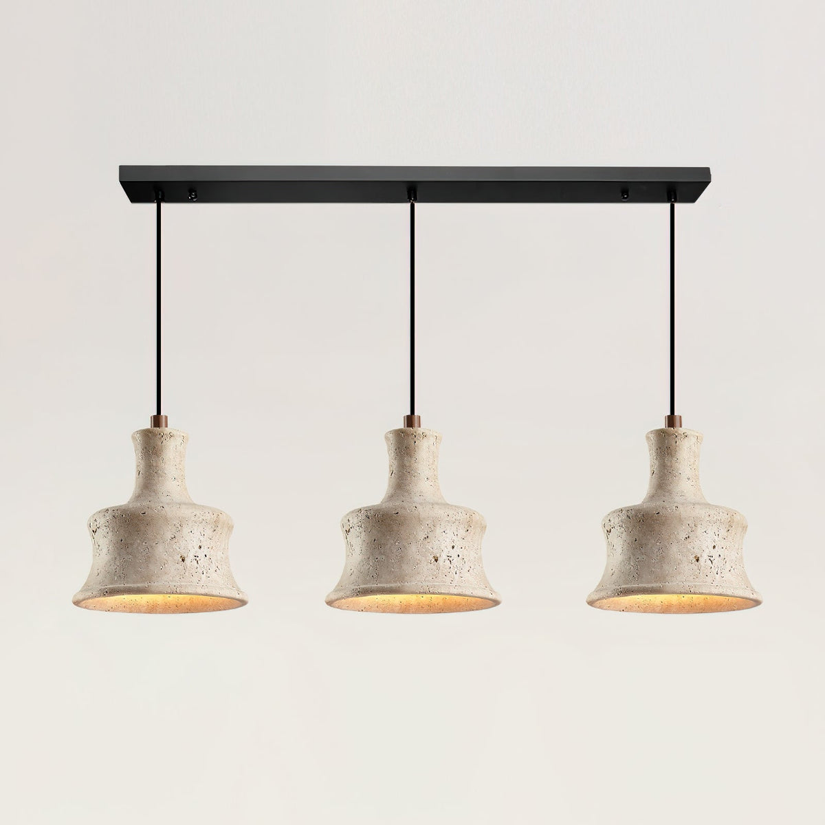 Loxis kunstnerisk pendellampe i travertin — fast tilslutning, E26-fatning, 59 tommer ledning