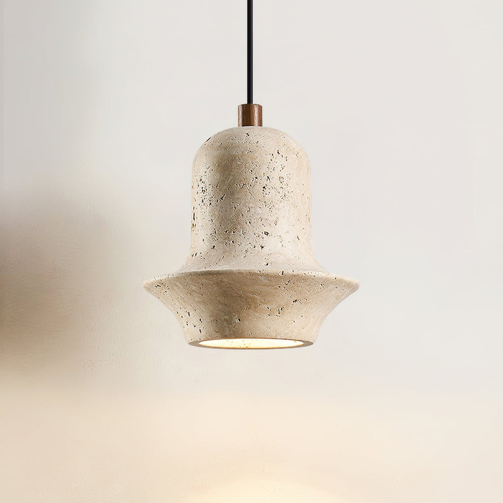 Loxis kunstnerisk pendellampe i travertin — fast tilslutning, E26-fatning, 59 tommer ledning