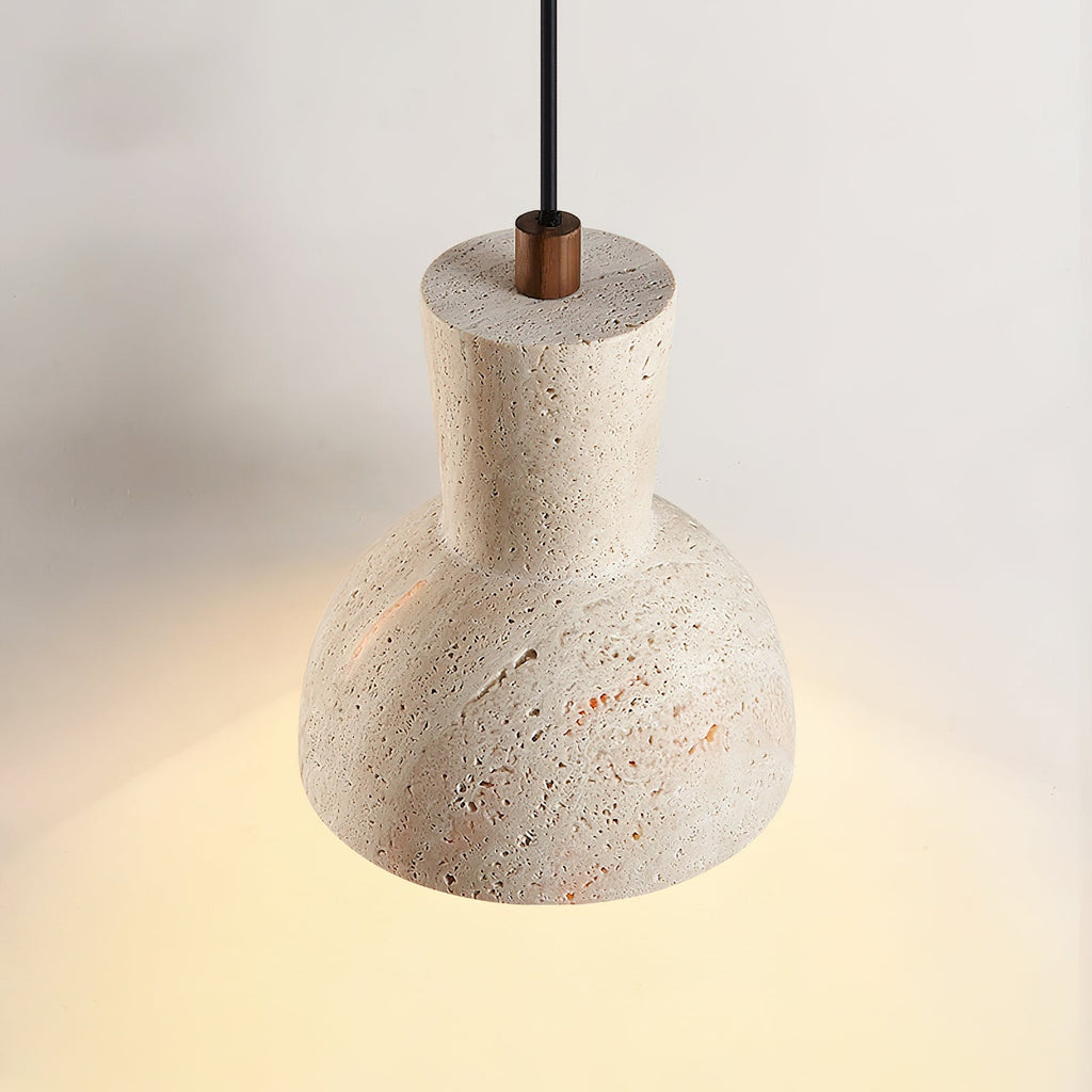 Loxis kunstnerisk pendellampe i travertin — fast tilslutning, E26-fatning, 59 tommer ledning