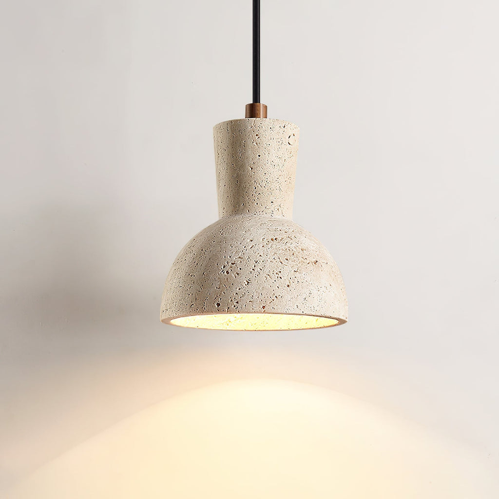 Loxis kunstnerisk pendellampe i travertin — fast tilslutning, E26-fatning, 59 tommer ledning