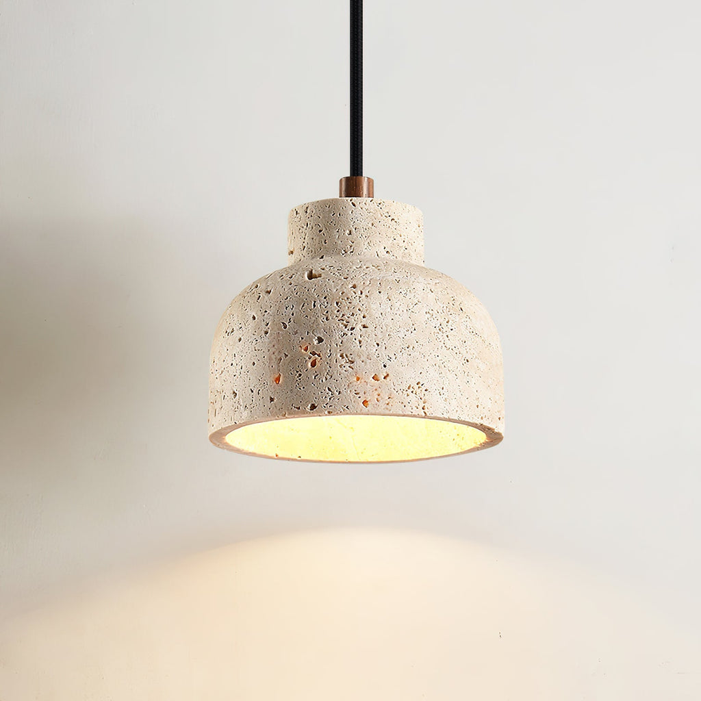 Loxis kunstnerisk pendellampe i travertin — fast tilslutning, E26-fatning, 59 tommer ledning