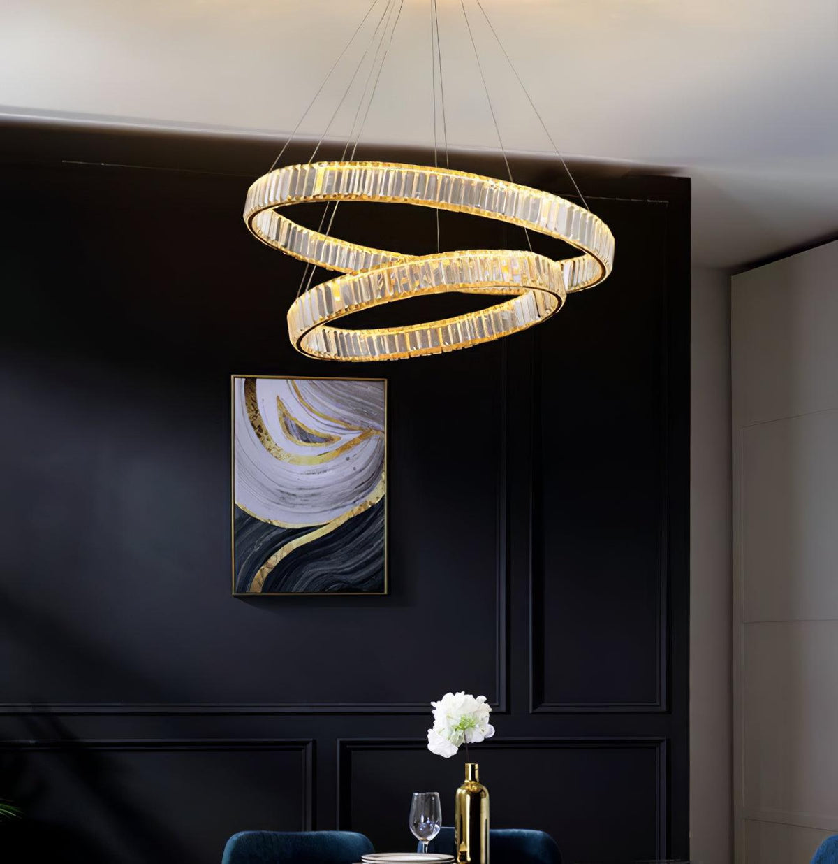 Lustra Gold Crystal Ring Chandelier