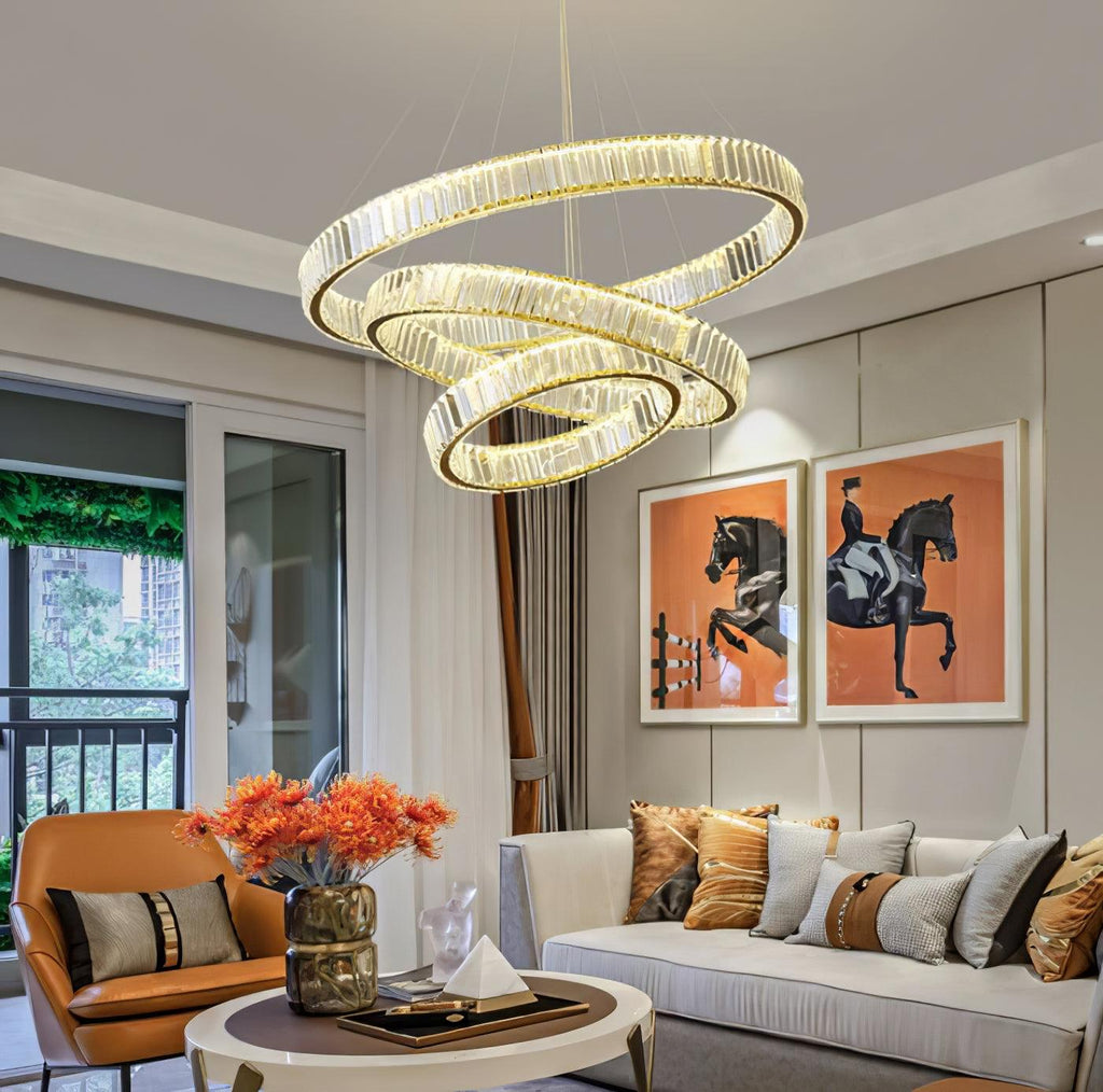 Lustra Gold Crystal Ring Chandelier