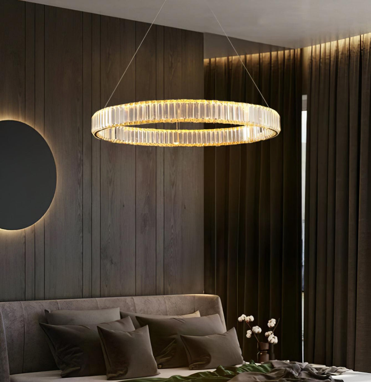 Lustra Gold Crystal Ring Chandelier