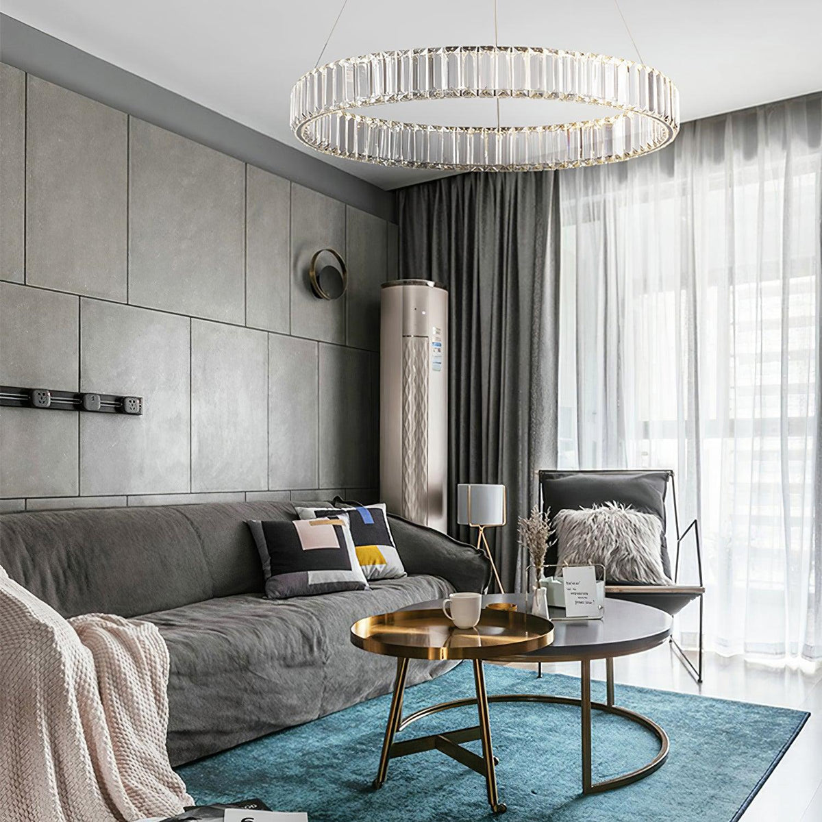 Lustra Gold Crystal Ring Chandelier