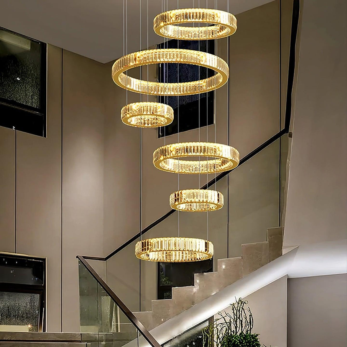 Lustra Gold Crystal Ring Chandelier