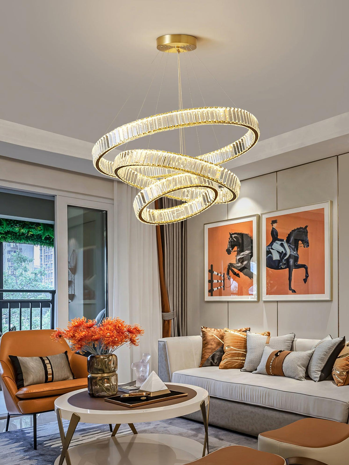 Lustra Gold Crystal Ring Chandelier