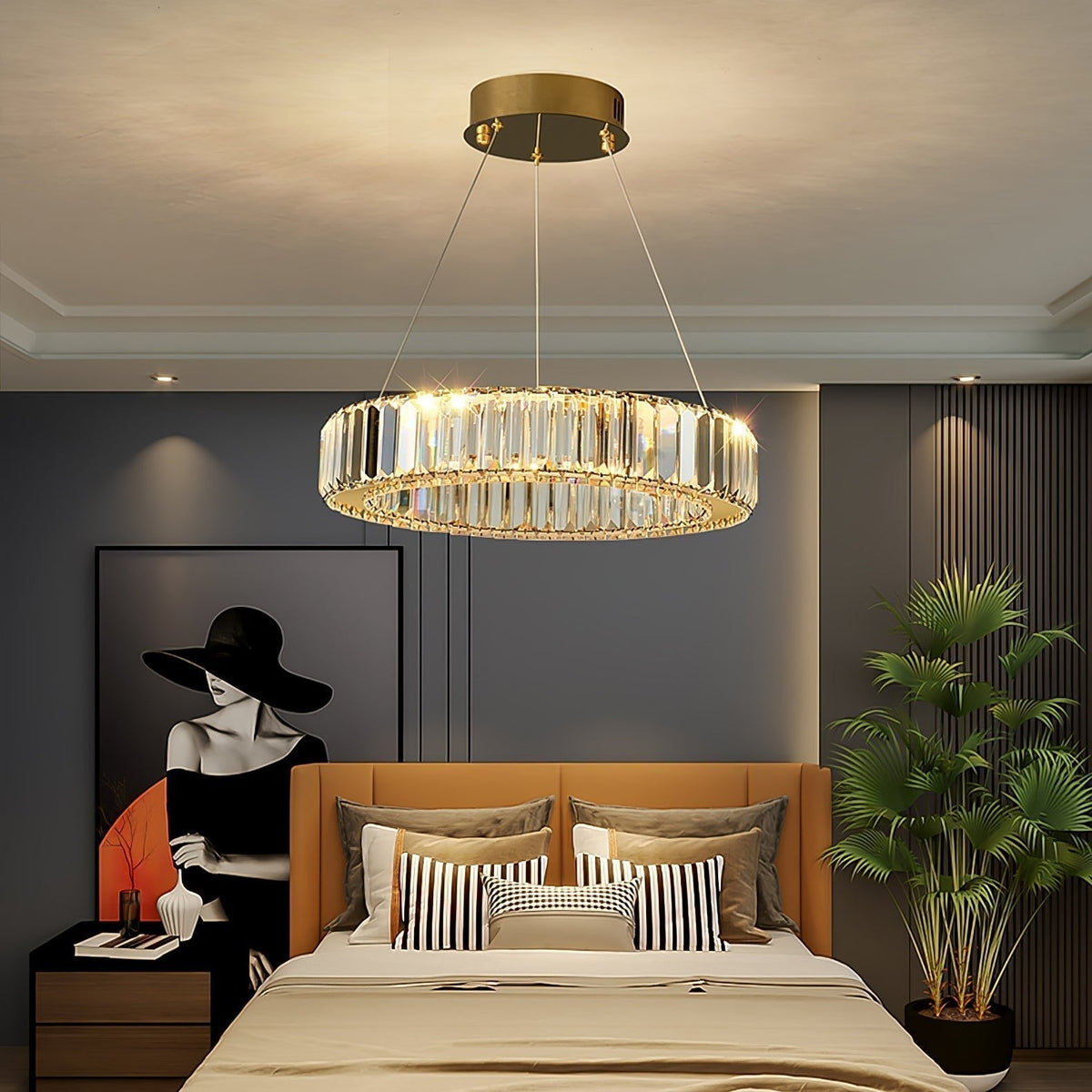 Lustra Gold Crystal Ring Chandelier