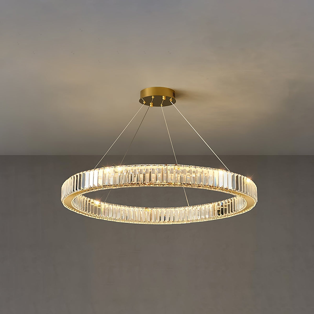 Lustra Gold Crystal Ring Chandelier