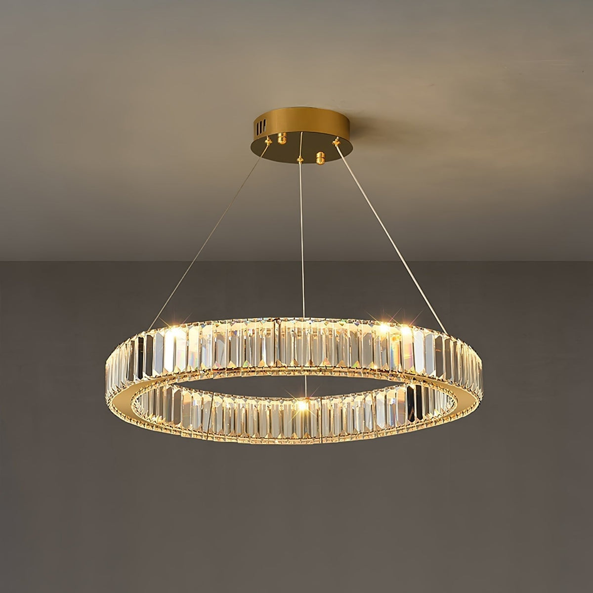 Lustra Gold Crystal Ring Chandelier