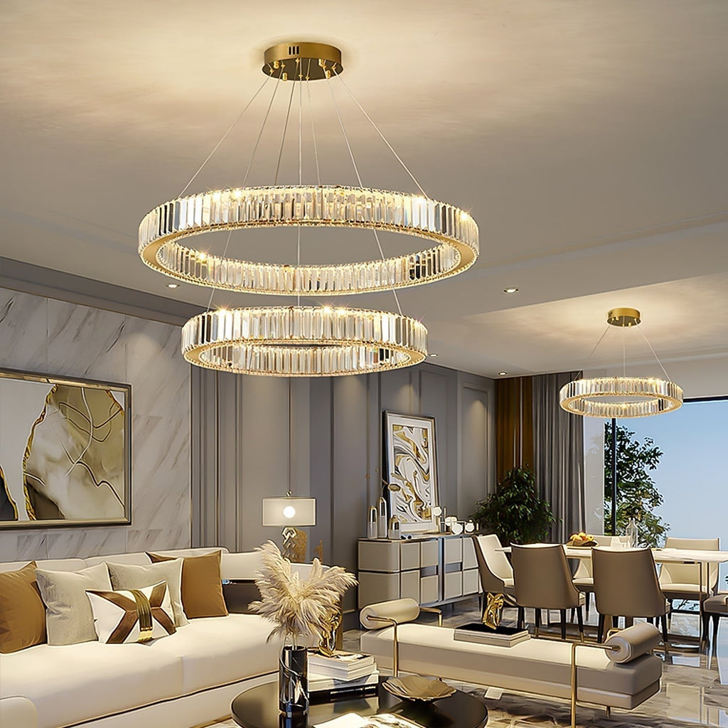 Lustra Gold Crystal Ring Chandelier