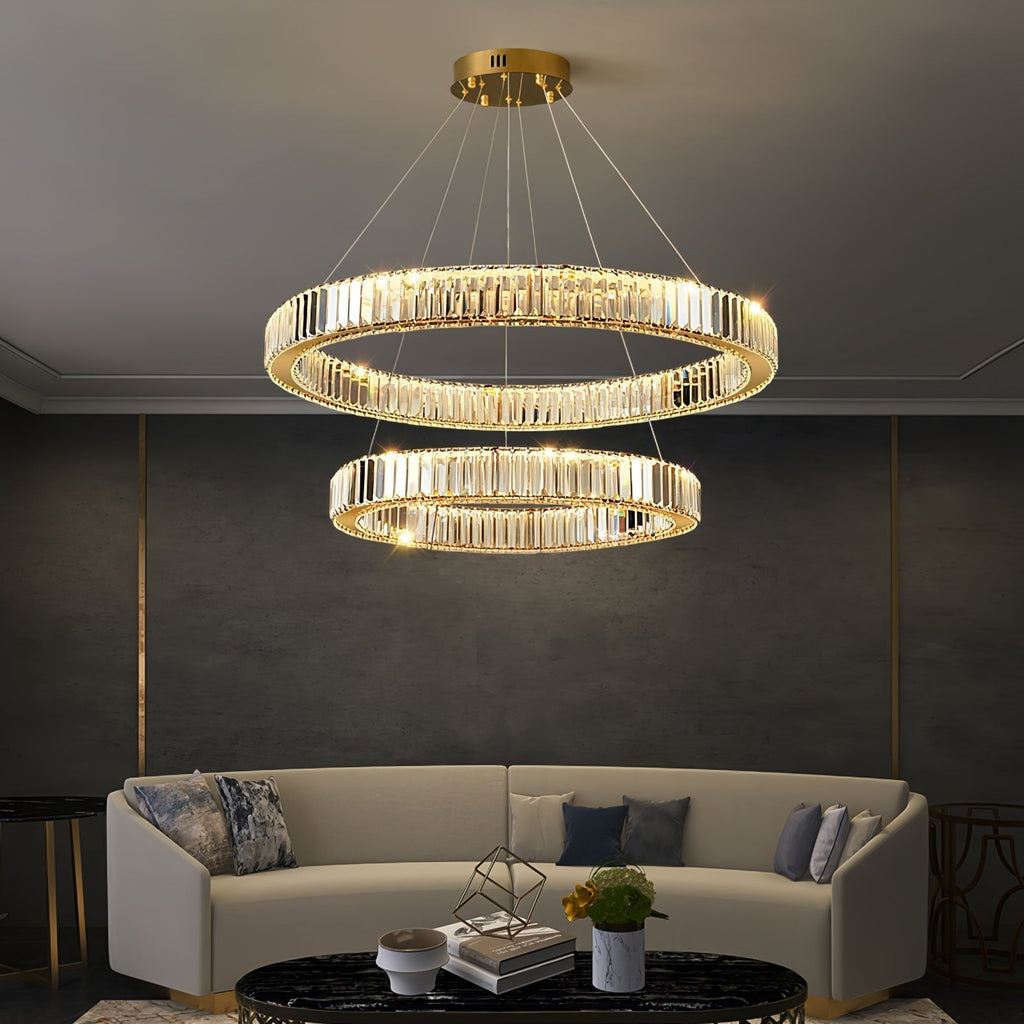 Lustra Gold Crystal Ring Chandelier
