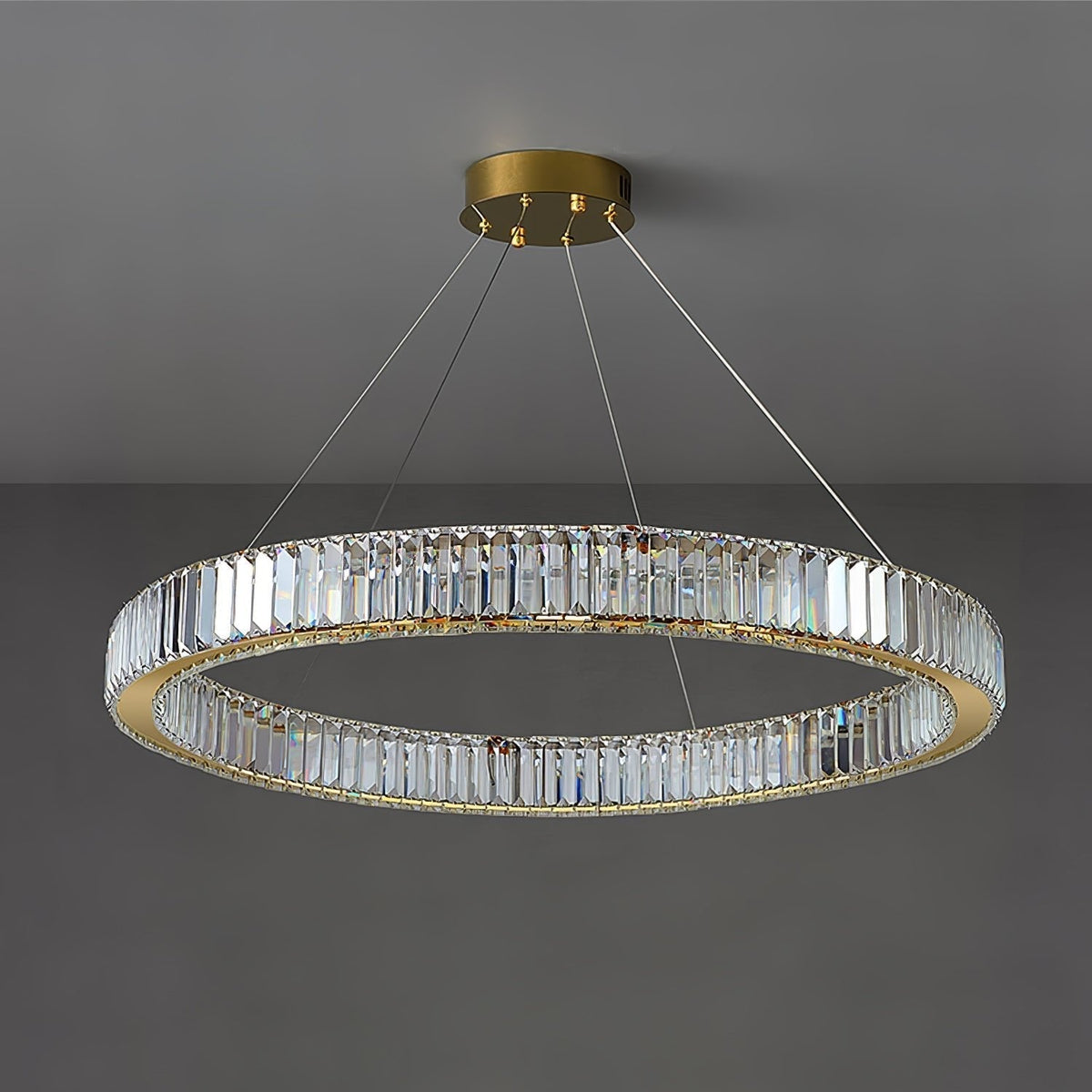 Lustra Gold Crystal Ring Chandelier