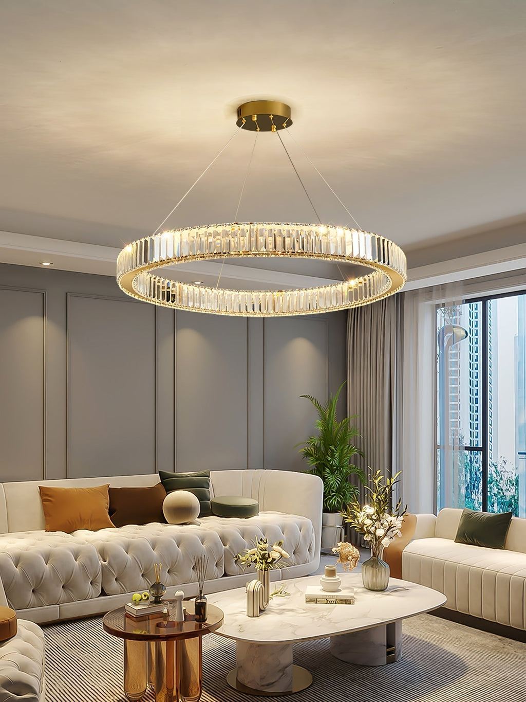 Lustra Gold Crystal Ring Chandelier