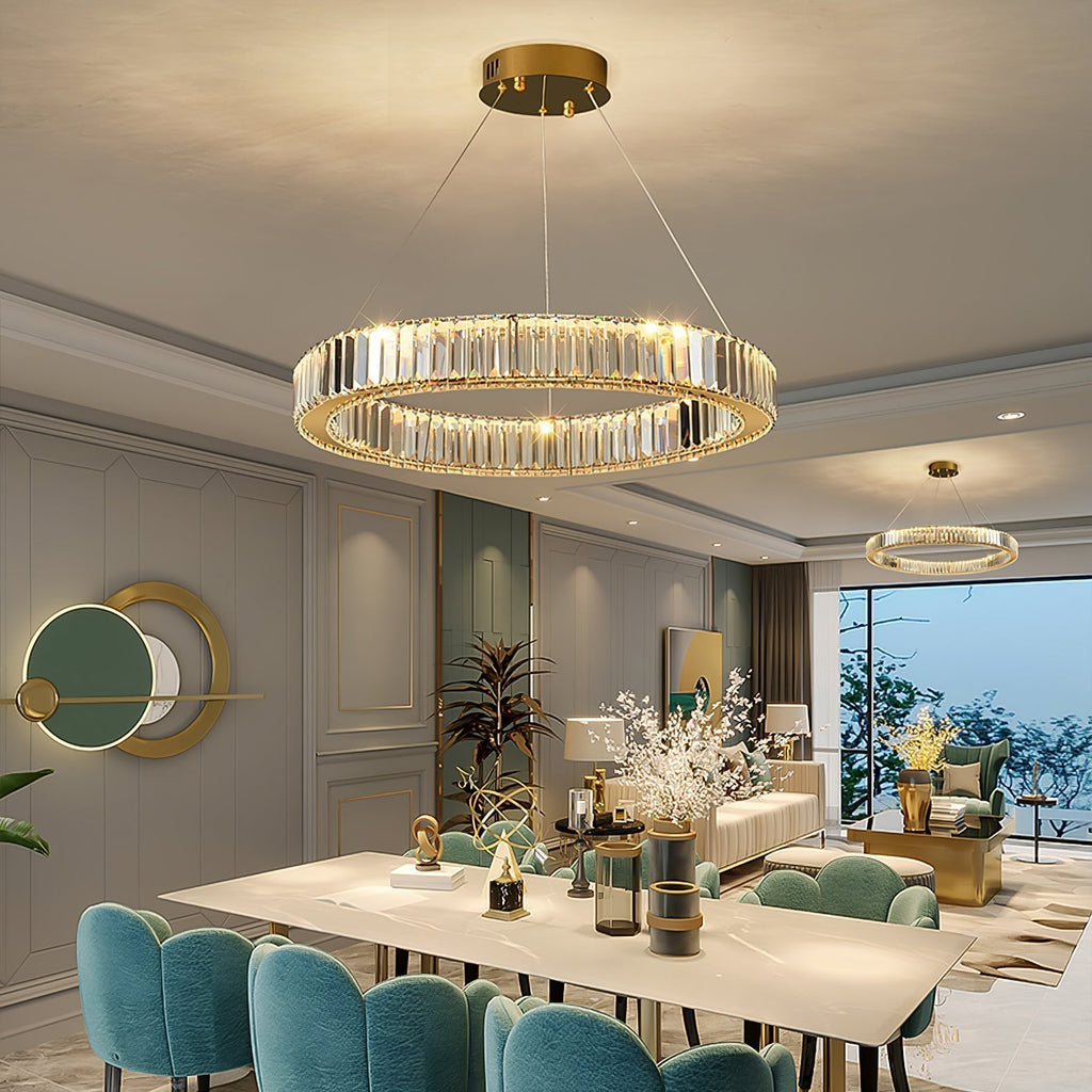 Lustra Gold Crystal Ring Chandelier
