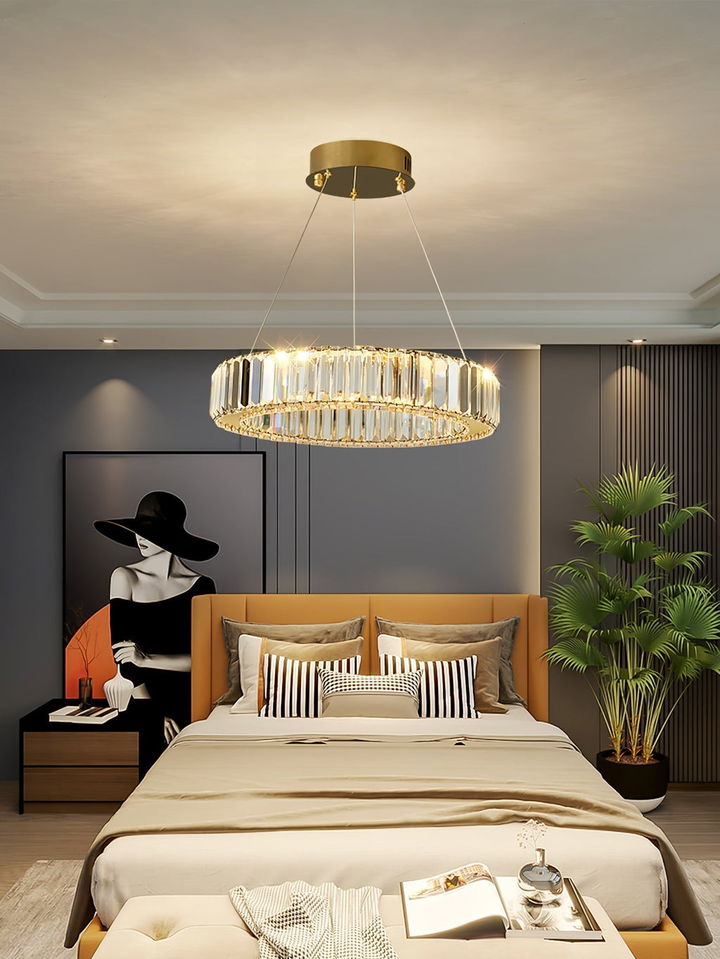 Lustra Gold Crystal Ring Chandelier