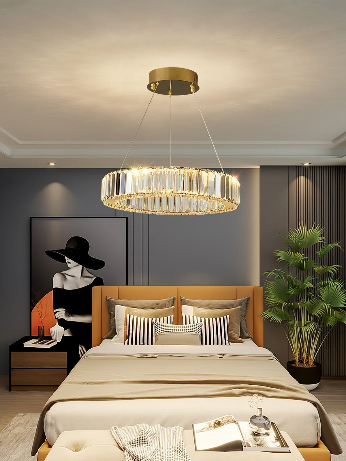 Lustra Gold Crystal Ring Chandelier
