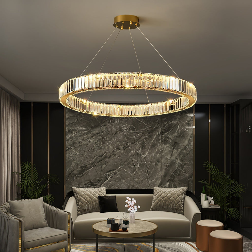 Lustra Gold Crystal Ring Chandelier