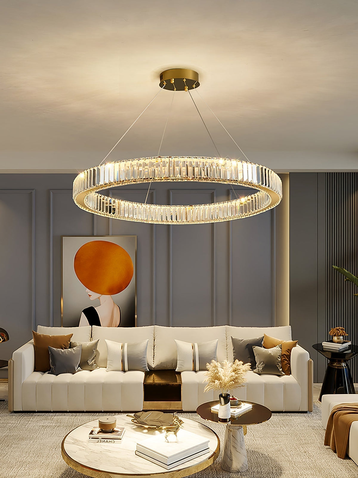 Lustra Gold Crystal Ring Chandelier