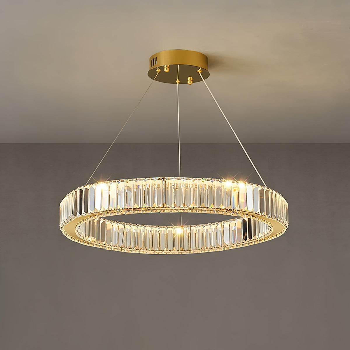 Lustra Gold Crystal Ring Chandelier