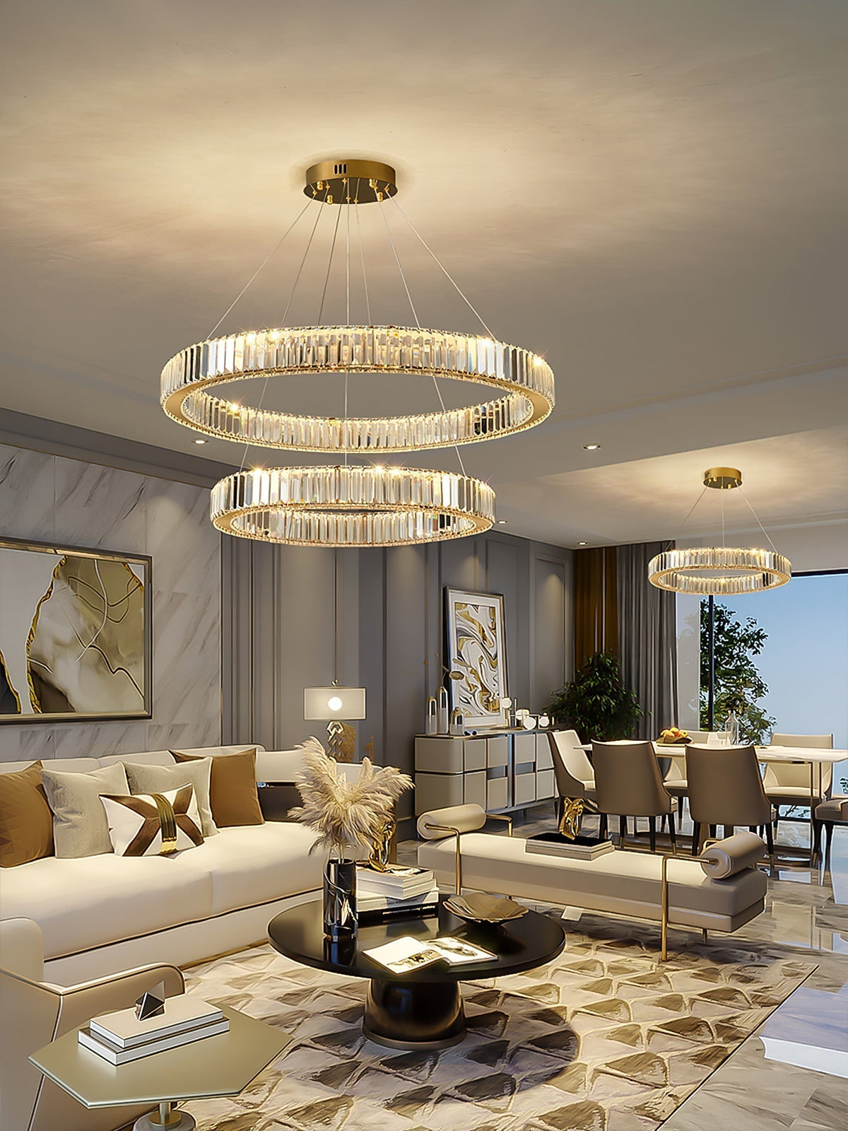 Lustra Gold Crystal Ring Chandelier