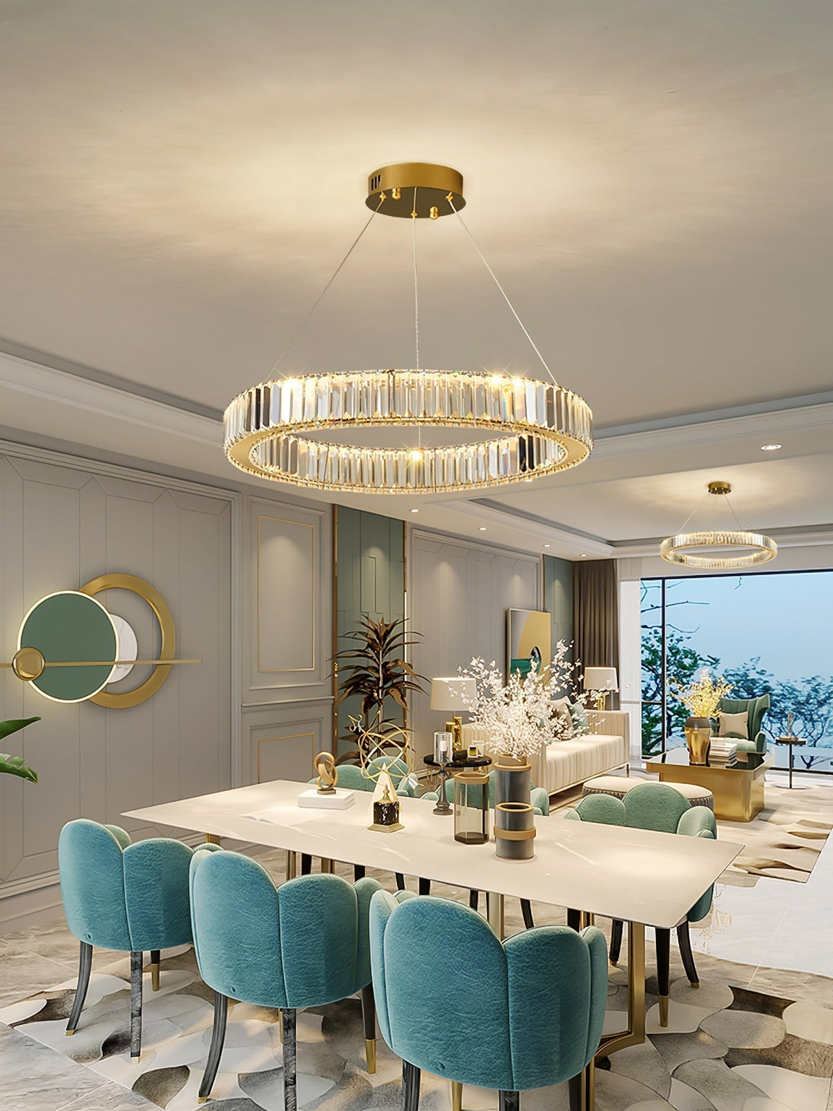 Lustra Gold Crystal Ring Chandelier