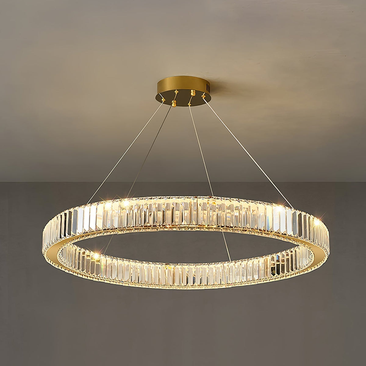 Lustra Gold Crystal Ring Chandelier