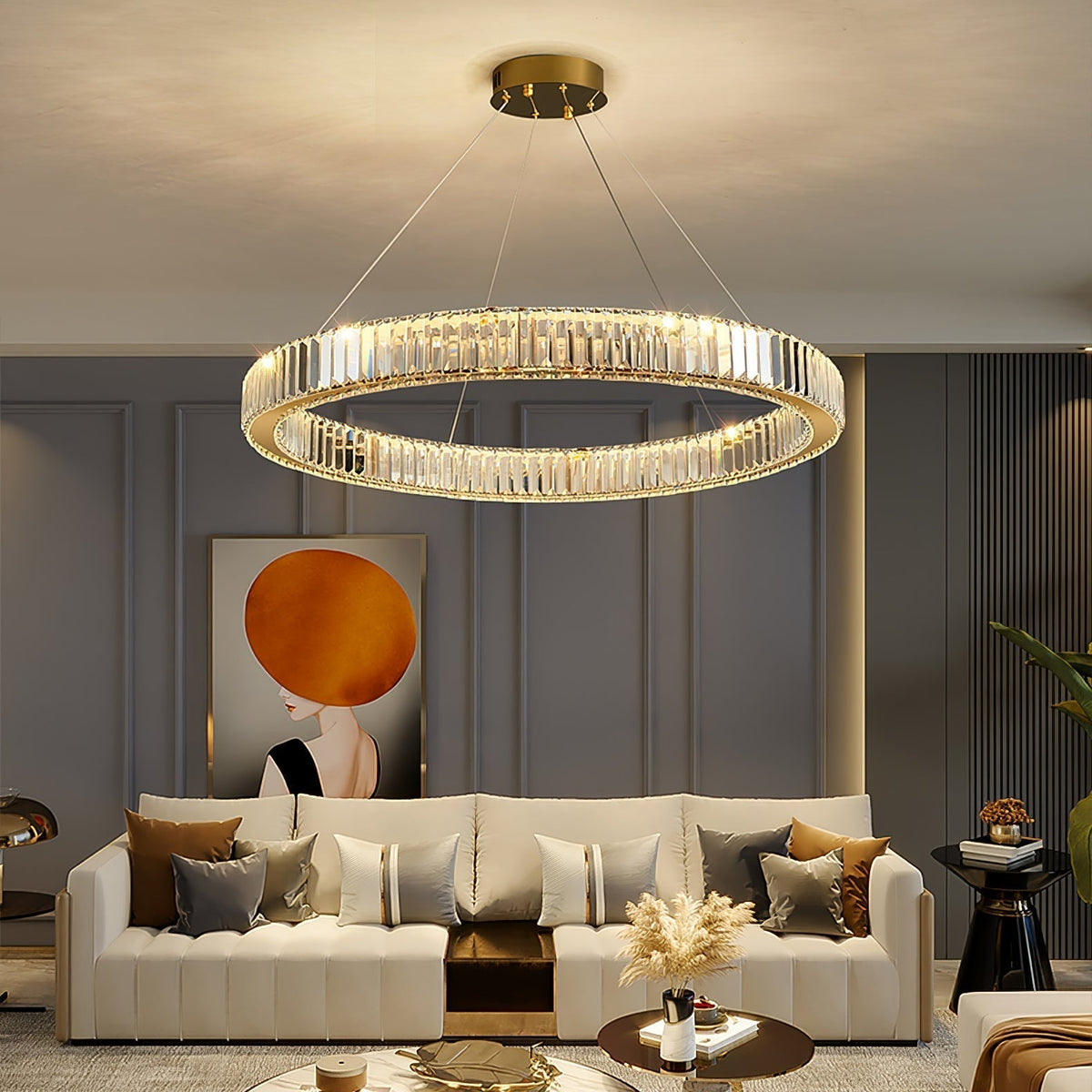 Lustra Gold Crystal Ring Chandelier