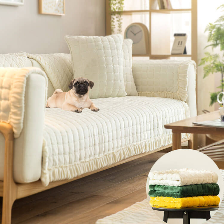 Ecksofa-Bezug, rutschfester Sofabezug, komfortabler Schutz und ästhetischer Samtsofabdeckungen für 3-Kissen-Sofa, Zweisitzer, Relaxsessel, L-förmige Armlehne und Rückenlehne
