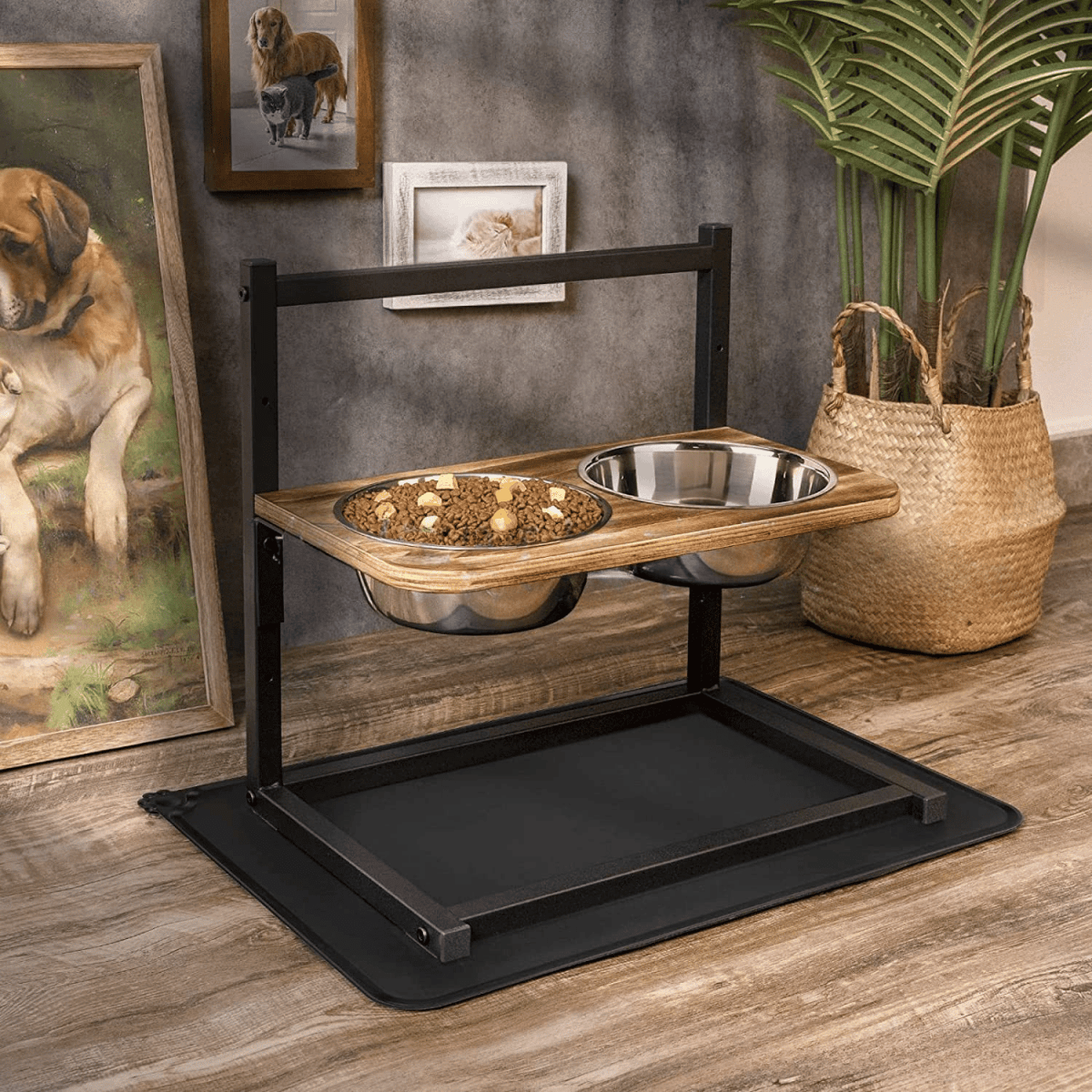 Ergonomická krmná stanice HarmonyBowl pro psy s nerezovými miskami