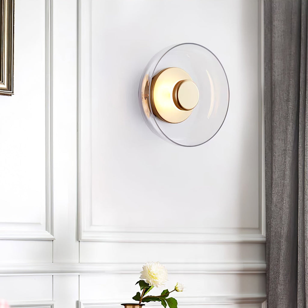 Glimmera rund væglampe — 9″ diameter, slankt design