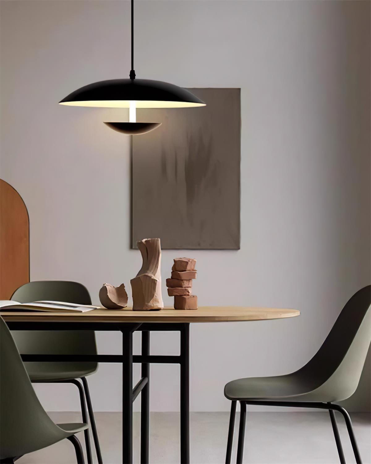 Pylos minimalistische zwarte hanglamp — geïntegreerde warmwitte led van 3000 K, vaste aansluiting