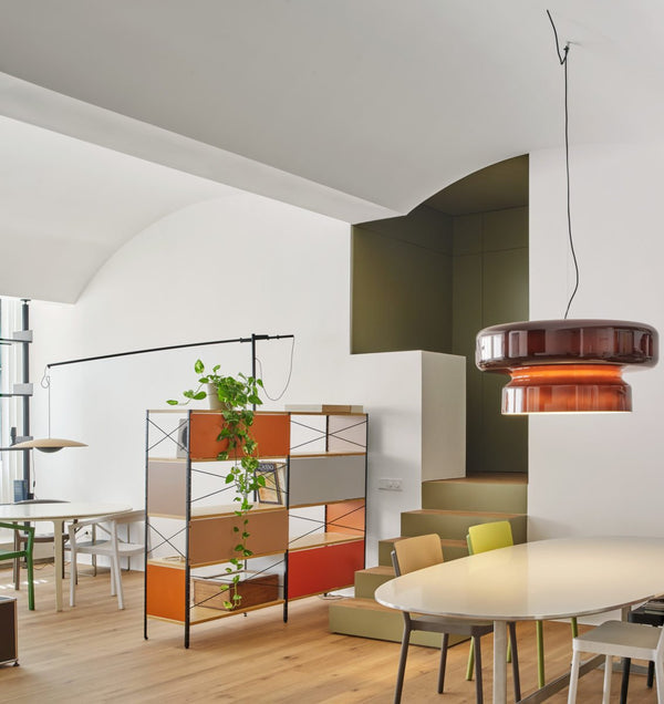 Elora Amber Geblasene Glas Pendelleuchte Halbtransparent