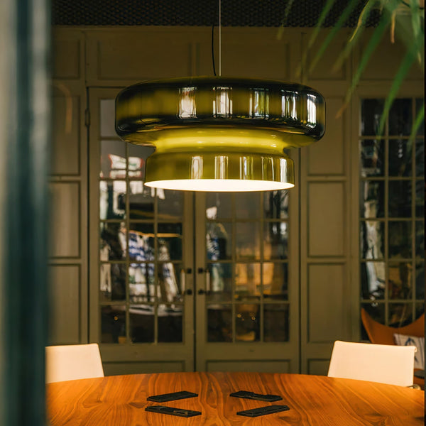 Elora Amber Geblasene Glas Pendelleuchte Halbtransparent