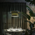 Lampe suspendue en verre soufflé ambre Elora semi-transparente