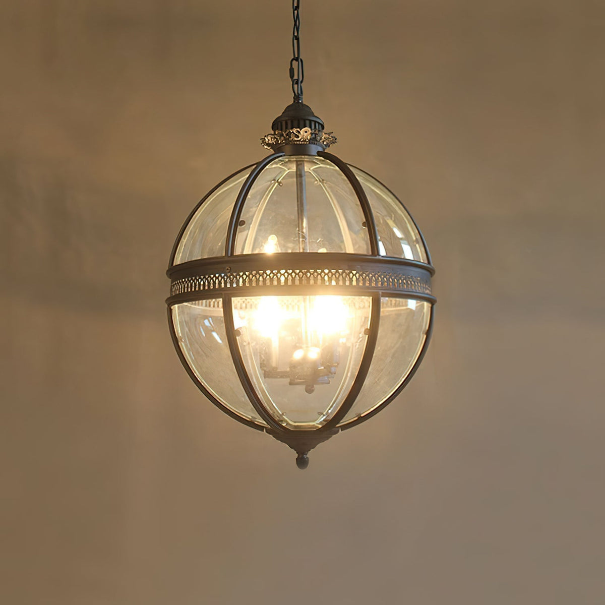 Edward retro-pendel i glas — kugleformet