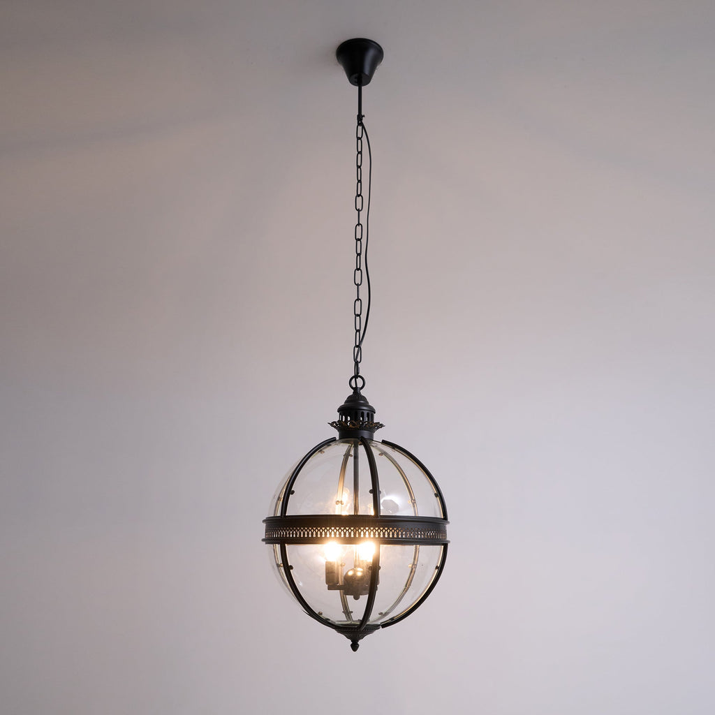 Edward retro-pendel i glas — kugleformet