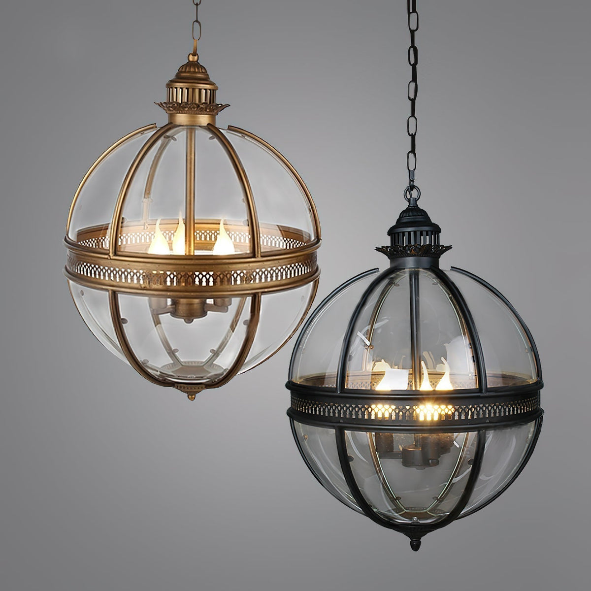 Edward retro-pendel i glas — kugleformet