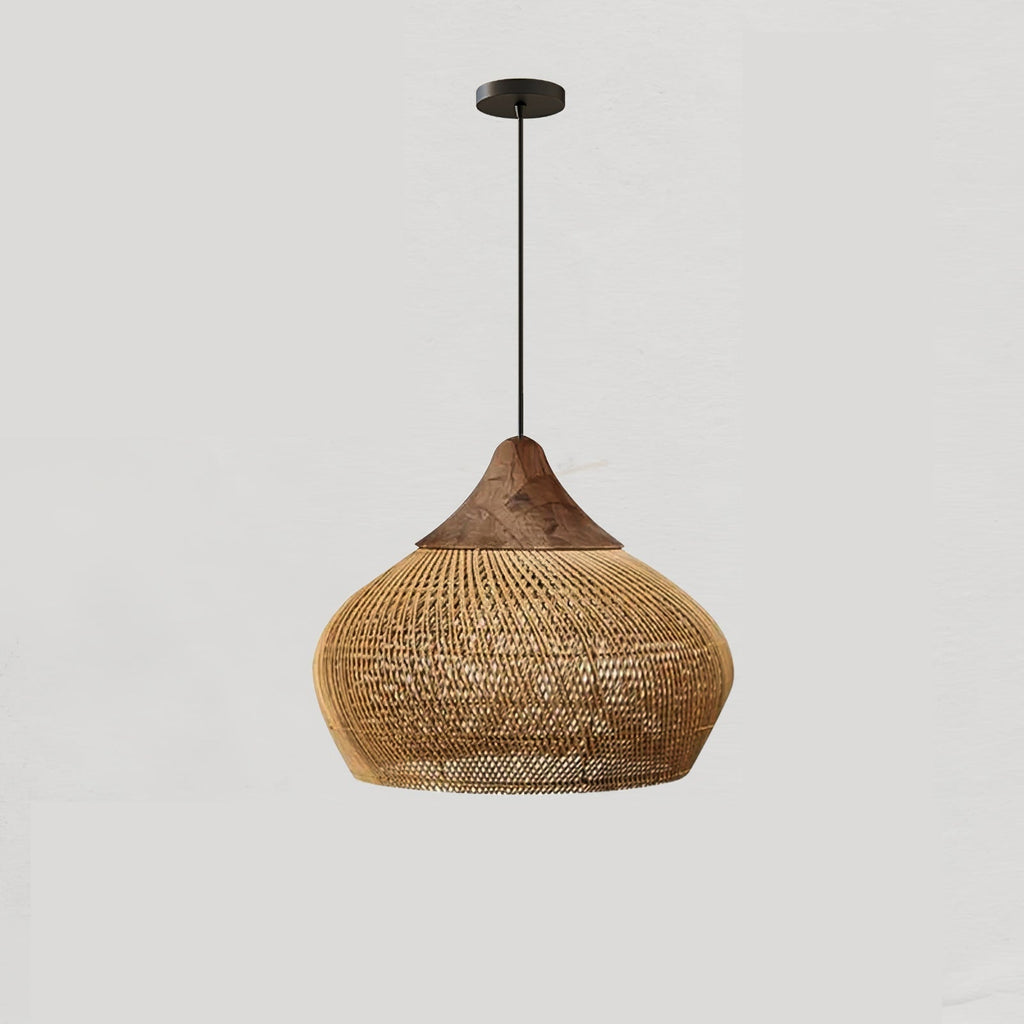 Evelyn Braided Rattan Pendant Lamp, Handcrafted Organic Javanese Weave