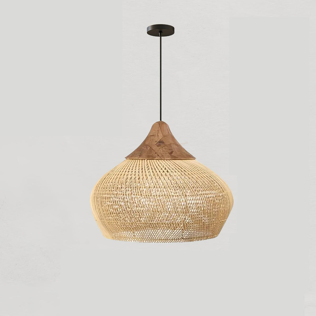 Evelyn Braided Rattan Pendant Lamp, Handcrafted Organic Javanese Weave