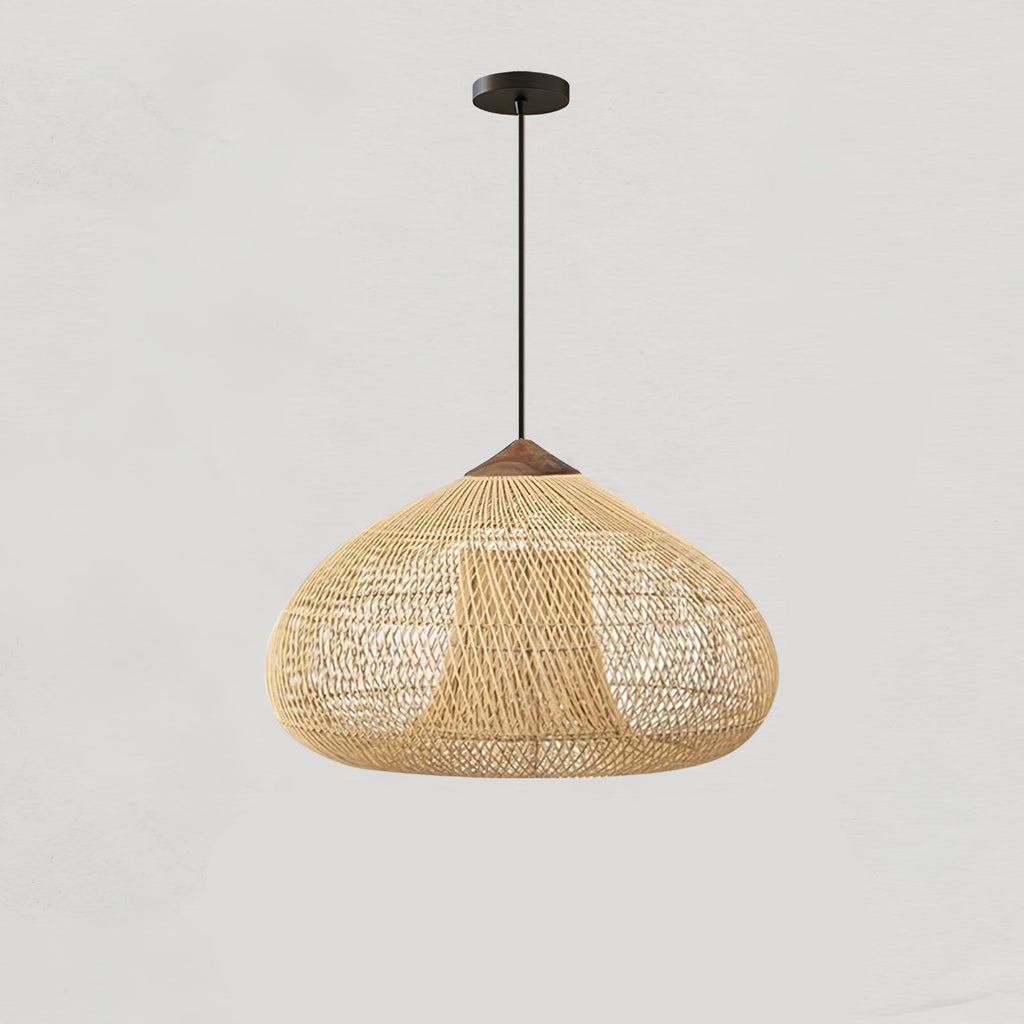 Evelyn Braided Rattan Pendant Lamp, Handcrafted Organic Javanese Weave