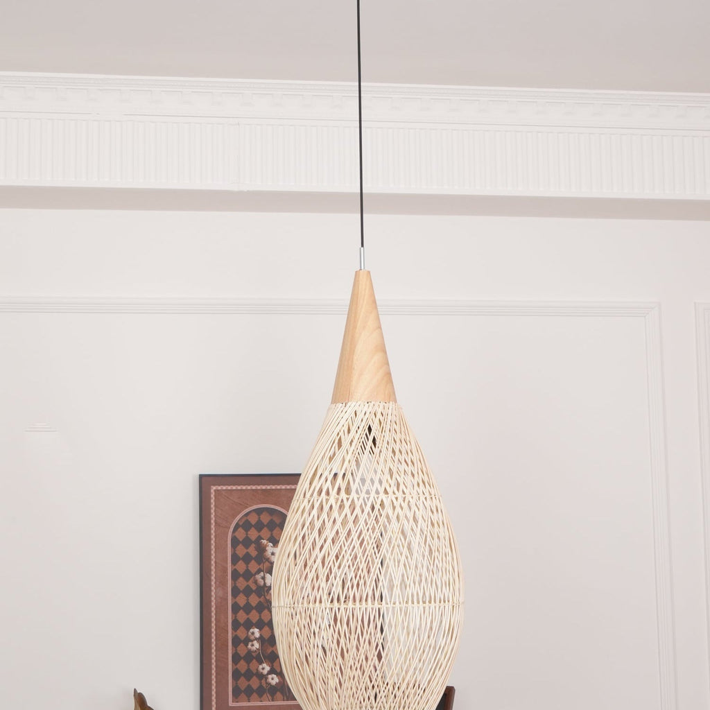 Evelyn Braided Rattan Pendant Lamp, Handcrafted Organic Javanese Weave