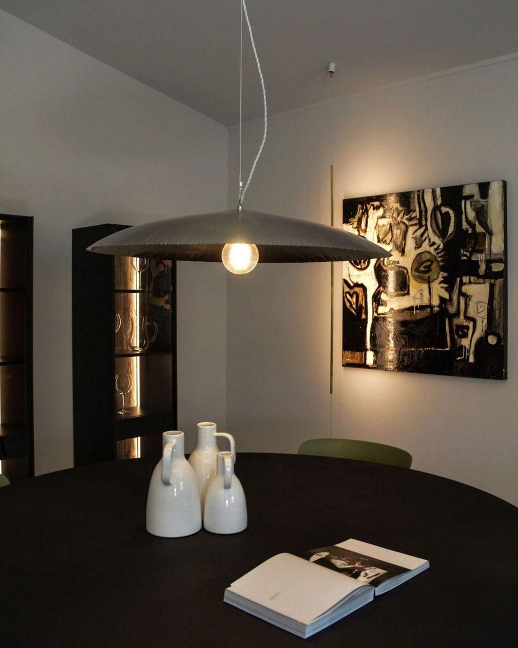 Matte Hammered Drum Pendant — 80cm Diameter