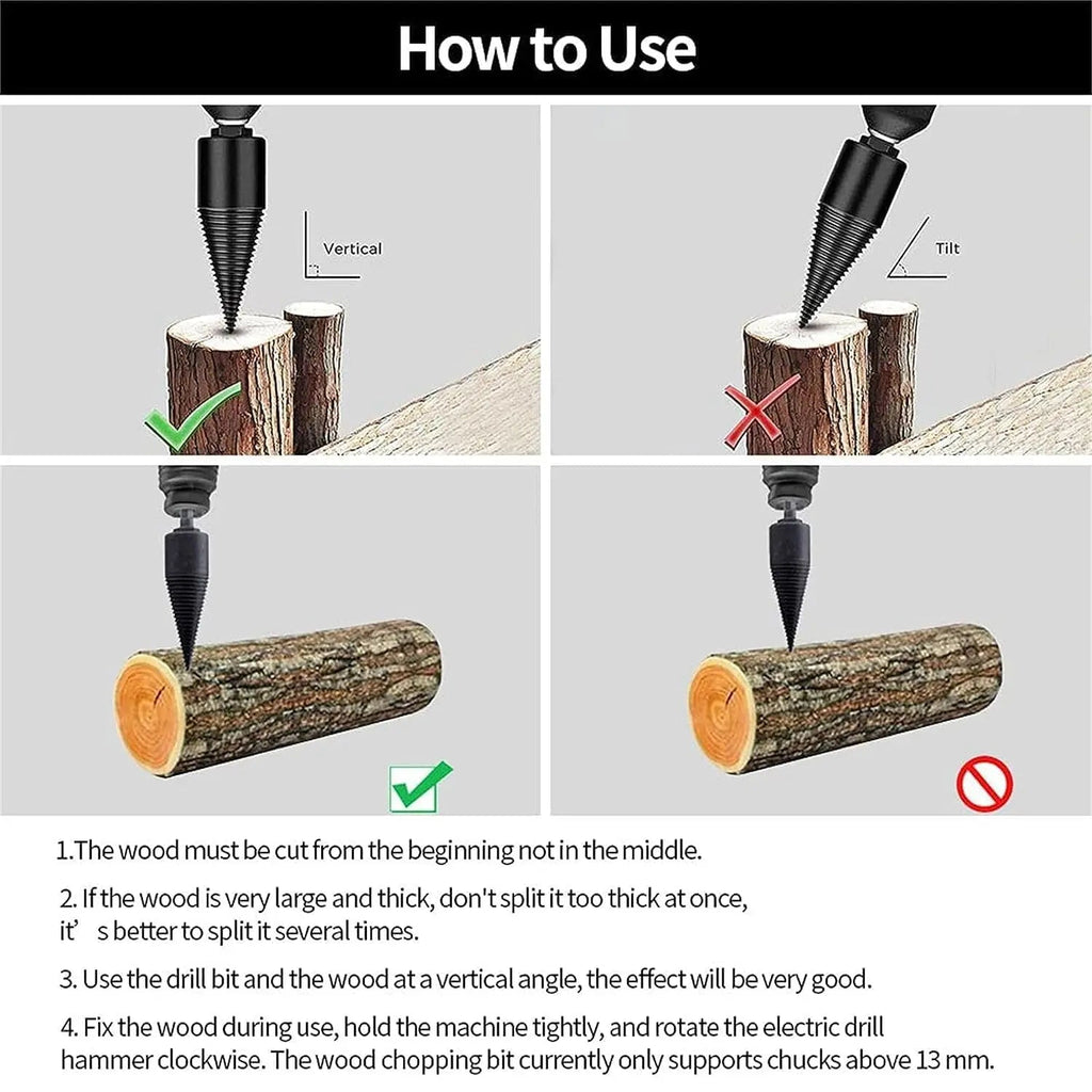 Set Bit Gerudi Kayu Api TimberSplit - Belah Kayu Dengan Mudah Menggunakan Gerudi Tanpa Wayar