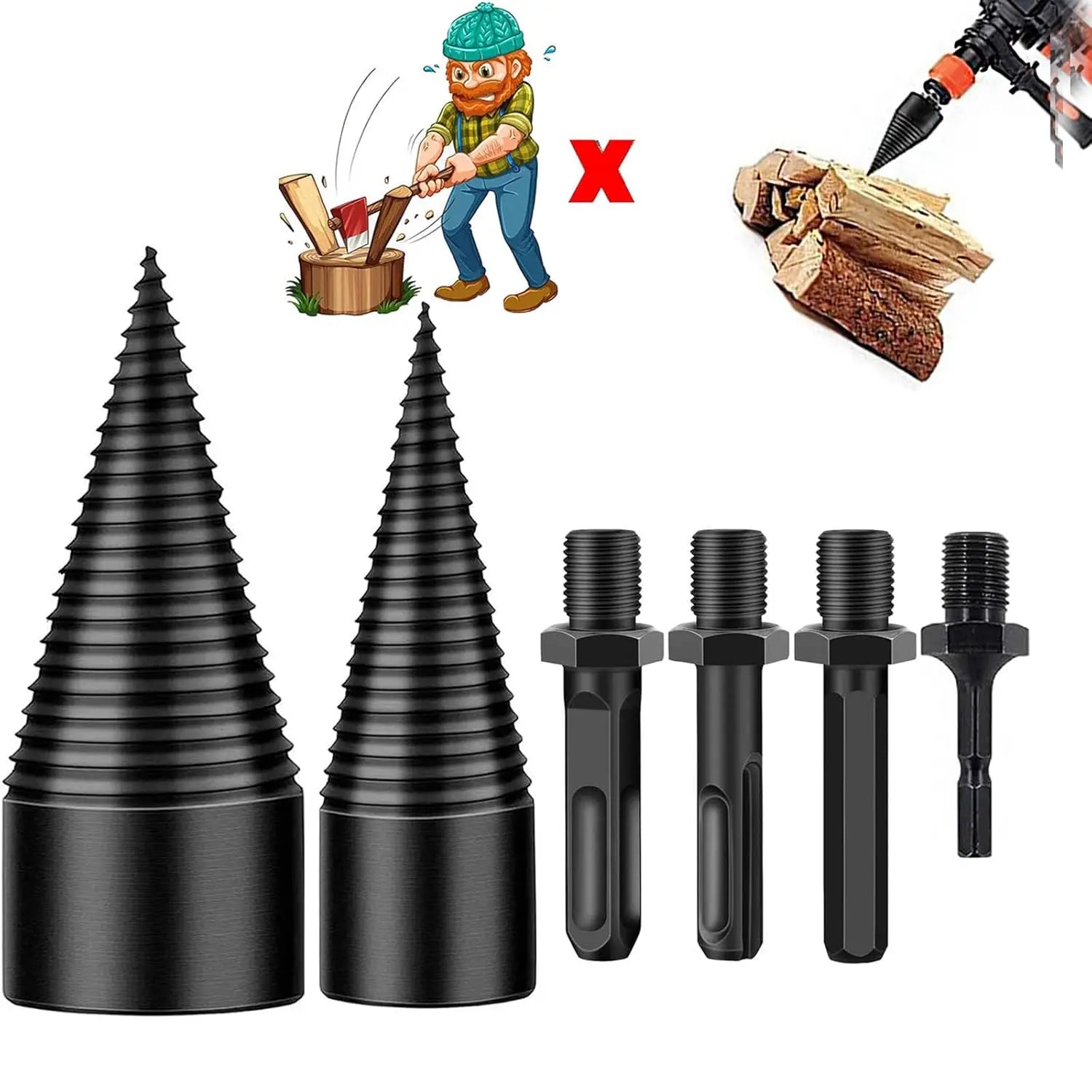 Set Bit Gerudi Kayu Api TimberSplit - Belah Kayu Dengan Mudah Menggunakan Gerudi Tanpa Wayar