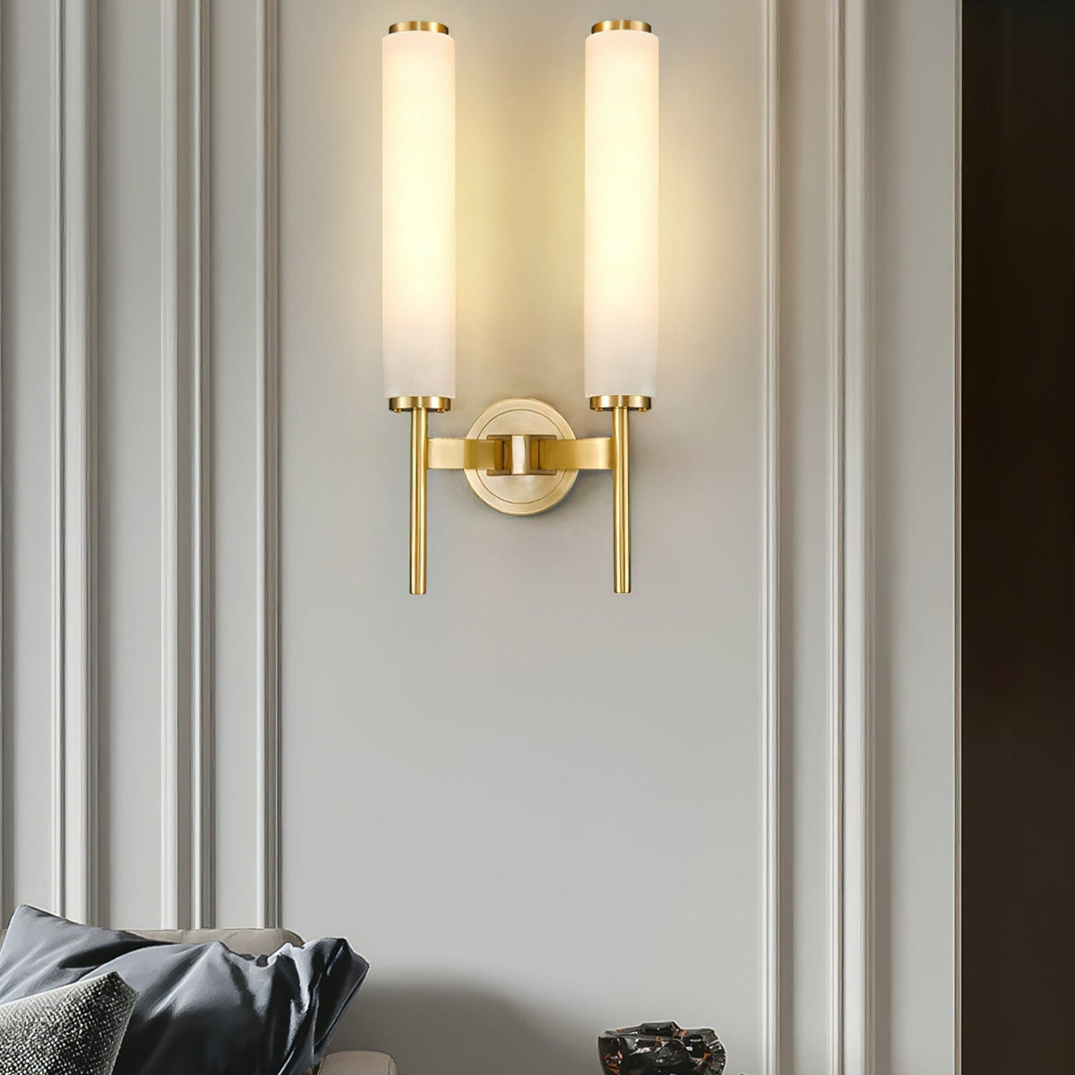 Jern Wandleuchte aus Alabaster – klassisches Art-déco-Design